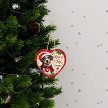 Load image into Gallery viewer, Catahoula Leopard Dog Christmas Ornament - Love &amp; Joy Heart Shaped Portrait - Personalize with Photo and Name-Christmas Ornament-Catahoula,Christmas,Christmas Ornament,Personalize Artwork-3