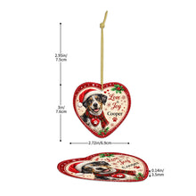 Load image into Gallery viewer, Catahoula Leopard Dog Christmas Ornament - Love &amp; Joy Heart Shaped Portrait - Personalize with Photo and Name-Christmas Ornament-Catahoula,Christmas,Christmas Ornament,Personalize Artwork-5