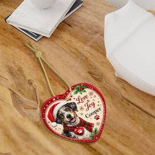 Load image into Gallery viewer, Catahoula Leopard Dog Christmas Ornament - Love &amp; Joy Heart Shaped Portrait - Personalize with Photo and Name-Christmas Ornament-Catahoula,Christmas,Christmas Ornament,Personalize Artwork-7