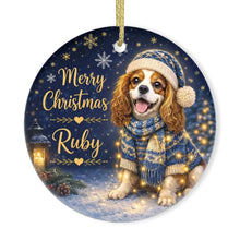 Load image into Gallery viewer, Cavalier King Charles Spaniel Christmas Ornament - Cozy Winter Pet Portrait Design - Personalize with Photo and Name-Christmas Ornament-Christmas,Christmas Ornament,Personalize Artwork-3