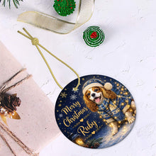 Load image into Gallery viewer, Cavalier King Charles Spaniel Christmas Ornament - Cozy Winter Pet Portrait Design - Personalize with Photo and Name-Christmas Ornament-Christmas,Christmas Ornament,Personalize Artwork-6