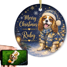 Load image into Gallery viewer, Cavalier King Charles Spaniel Christmas Ornament - Cozy Winter Pet Portrait Design - Personalize with Photo and Name-Christmas Ornament-Christmas,Christmas Ornament,Personalize Artwork-1