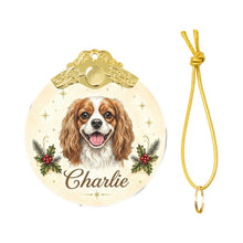 Load image into Gallery viewer, Cavalier King Charles Spaniel Christmas Ornament - Gold Crown Dog Portrait - Personalized with Photo and Name-Christmas Ornament-Christmas,Christmas Ornament,Personalize Artwork-4