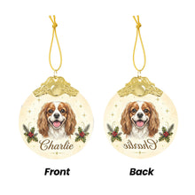 Load image into Gallery viewer, Cavalier King Charles Spaniel Christmas Ornament - Gold Crown Dog Portrait - Personalized with Photo and Name-Christmas Ornament-Christmas,Christmas Ornament,Personalize Artwork-5