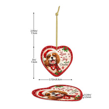Load image into Gallery viewer, Cavalier King Charles Spaniel Christmas Ornament - Love &amp; Joy Heart Shaped Portrait - Personalized with Name-Christmas Ornament-Cavalier King Charles Spaniel,Christmas,Personalize Artwork-5