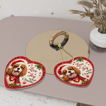 Load image into Gallery viewer, Cavalier King Charles Spaniel Christmas Ornament - Love &amp; Joy Heart Shaped Portrait - Personalized with Name-Christmas Ornament-Cavalier King Charles Spaniel,Christmas,Personalize Artwork-6