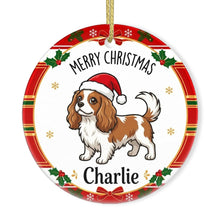 Load image into Gallery viewer, Cavalier King Charles Spaniel Christmas Ornament - Personalized Whimsical Holiday Cartoon Art Design - with Name-Christmas Ornament-Cavalier King Charles Spaniel,Christmas,Personalize Artwork-3