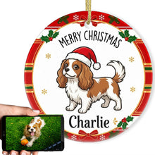 Load image into Gallery viewer, Cavalier King Charles Spaniel Christmas Ornament - Personalized Whimsical Holiday Cartoon Art Design - with Name-Christmas Ornament-Cavalier King Charles Spaniel,Christmas,Personalize Artwork-1