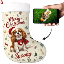 Load image into Gallery viewer, Cavalier King Charles Spaniel Christmas Stocking - Cozy Festive Wishes - Personalize with Photo and Name-Christmas Ornament-Christmas,Christmas Stocking,Personalize Artwork-1