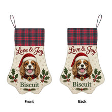 Load image into Gallery viewer, Cavalier King Charles Spaniel Christmas Stocking - Holly &amp; Tartan Portrait - Personalize with Photo and Name-Christmas Ornament-Christmas,Christmas Stocking,Personalize Artwork-5