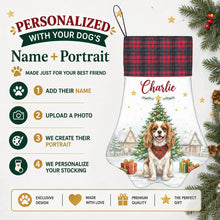 Load image into Gallery viewer, Cavalier King Charles Spaniel Christmas Stocking - Home for the Holidays - Personalize with Photo and Name-Christmas Ornament-Christmas,Christmas Stocking,Personalize Artwork-2