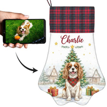 Load image into Gallery viewer, Cavalier King Charles Spaniel Christmas Stocking - Home for the Holidays - Personalize with Photo and Name-Christmas Ornament-Christmas,Christmas Stocking,Personalize Artwork-1