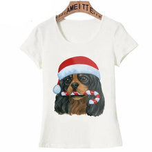 Load image into Gallery viewer, Cavalier King Charles Spaniel Christmas Womens T ShirtApparelBlack and TanXXL