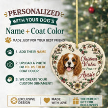 Load image into Gallery viewer, Cavalier King Charles Spaniel Dog Ornament - Christmas Wishes Design - Personalized with Name-Christmas Ornament-Cavalier King Charles Spaniel,Christmas,Personalize Artwork-2