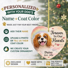 Load image into Gallery viewer, Cavalier King Charles Spaniel Dog Ornament - Forever In Our Hearts Design - Personalized with Name-Christmas Ornament-Cavalier King Charles Spaniel,Christmas,Personalize Artwork-2
