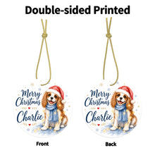 Load image into Gallery viewer, Cavalier King Charles Spaniel Dog Ornament - Watercolor Artwork Merry Christmas Design - Personalized with Name-Christmas Ornament-Cavalier King Charles Spaniel,Christmas,Personalize Artwork-4