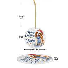 Load image into Gallery viewer, Cavalier King Charles Spaniel Dog Ornament - Watercolor Artwork Merry Christmas Design - Personalized with Name-Christmas Ornament-Cavalier King Charles Spaniel,Christmas,Personalize Artwork-5