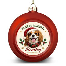 Load image into Gallery viewer, Cavalier King Charles Spaniel Ornament - Classic Red Round Shape - Santa's Favourite Design - Personalized with Name-Christmas Ornament-Cavalier King Charles Spaniel,Christmas,Personalize Artwork-4