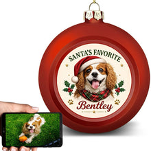 Load image into Gallery viewer, Cavalier King Charles Spaniel Ornament - Classic Red Round Shape - Santa's Favourite Design - Personalized with Name-Christmas Ornament-Cavalier King Charles Spaniel,Christmas,Personalize Artwork-1