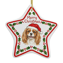Load image into Gallery viewer, Cavalier King Charles Spaniel Ornament - Personalized Star Shaped Christmas Folk-Art Design-Christmas Ornament-Cavalier King Charles Spaniel,Christmas,Personalize Artwork-3