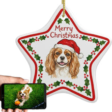 Load image into Gallery viewer, Cavalier King Charles Spaniel Ornament - Personalized Star Shaped Christmas Folk-Art Design-Christmas Ornament-Cavalier King Charles Spaniel,Christmas,Personalize Artwork-1