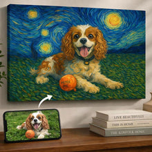 Load image into Gallery viewer, Photo of starry night inspired Cavalier King Charles Spaniel wall art
