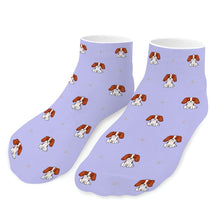 Load image into Gallery viewer, Cavalier King Socks - Ankle Length - Happy Cavalier King Charles Spaniels-Accessories-Accessories,Cavalier King Charles Spaniel,Dog Dad Gifts,Socks-Lavender-One size-11
