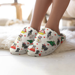 Fancy Dress Pugs Women's Cotton Mop Slippers - 5 Colors-Footwear-Accessories, Pug, Slippers-5.5-6-Ivory White-2