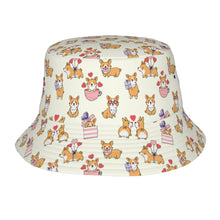 Load image into Gallery viewer, Celebration Corgi Love Bucket Hat-Hats &amp; Caps-Ivory White-One Size-1
