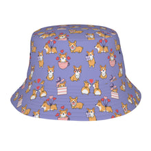 Load image into Gallery viewer, Celebration Corgi Love Bucket Hat-Hats &amp; Caps-Lavender Purple-One Size-33