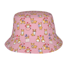 Load image into Gallery viewer, Celebration Corgi Love Bucket Hat-Hats &amp; Caps-Light Pink-One Size-9