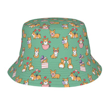 Load image into Gallery viewer, Celebration Corgi Love Bucket Hat-Hats &amp; Caps-Mint Green-One Size-25