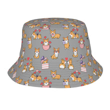 Load image into Gallery viewer, Celebration Corgi Love Bucket Hat-Hats &amp; Caps-Parisian Gray-One Size-41