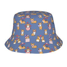 Load image into Gallery viewer, Celebration Corgi Love Bucket Hat-Hats &amp; Caps-Slate Blue-One Size-17