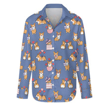 Load image into Gallery viewer, Celebration Corgi Love Women's Shirt-Apparel-Apparel,Corgi,Dog Mom Gifts,Shirt-S-CornflowerBlue-5