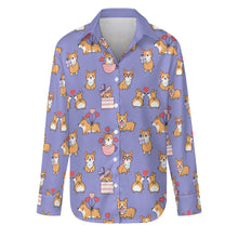 Load image into Gallery viewer, Celebration Corgi Love Women's Shirt-Apparel-Apparel,Corgi,Dog Mom Gifts,Shirt-S-CornflowerBlue_1-29