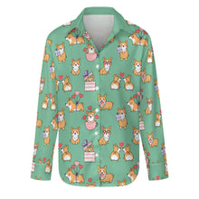 Load image into Gallery viewer, Celebration Corgi Love Women's Shirt-Apparel-Apparel,Corgi,Dog Mom Gifts,Shirt-S-MediumAquaMarine-15