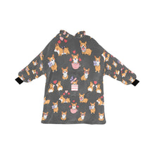 Load image into Gallery viewer, Celebration Corgis Love Blanket Hoodie for Women-DimGrey-ONE SIZE-13