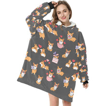 Load image into Gallery viewer, Celebration Corgis Love Blanket Hoodie for Women-15