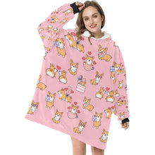Load image into Gallery viewer, Celebration Corgis Love Blanket Hoodie for Women-6
