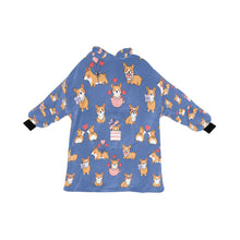 Load image into Gallery viewer, Celebration Corgis Love Blanket Hoodie for Women-RoyalBlue-ONE SIZE-9