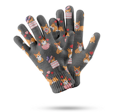 Load image into Gallery viewer, Celebration Corgis Love Touch Screen Gloves - 4 Colors-Accessories-Accessories, Corgi, Dog Dad Gifts, Dog Mom Gifts, Gloves-Gray-3