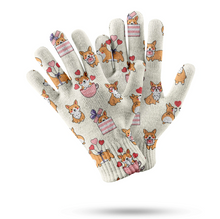 Load image into Gallery viewer, Celebration Corgis Love Touch Screen Gloves - 4 Colors-Accessories-Accessories, Corgi, Dog Dad Gifts, Dog Mom Gifts, Gloves-White-2