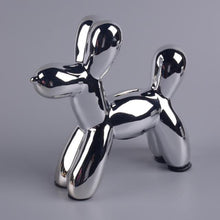 Load image into Gallery viewer, Image of a beautiful Poodle piggy bank statue in the color Silver, made of ceramic