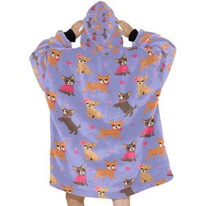Charming Chihuahuas in Sweet Style Blanket Hoodie-Blanket-Apparel, Blanket Hoodie, Blankets, Chihuahua, Dog Mom Gifts-33