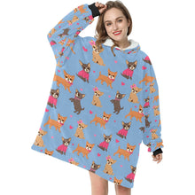 Load image into Gallery viewer, Charming Chihuahuas in Sweet Style Blanket Hoodie-Blanket-Apparel, Blanket Hoodie, Blankets, Chihuahua, Dog Mom Gifts-4