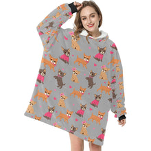 Load image into Gallery viewer, Charming Chihuahuas in Sweet Style Blanket Hoodie-Blanket-Apparel, Blanket Hoodie, Blankets, Chihuahua, Dog Mom Gifts-8
