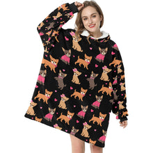 Load image into Gallery viewer, Charming Chihuahuas in Sweet Style Blanket Hoodie-Blanket-Apparel, Blanket Hoodie, Blankets, Chihuahua, Dog Mom Gifts-9