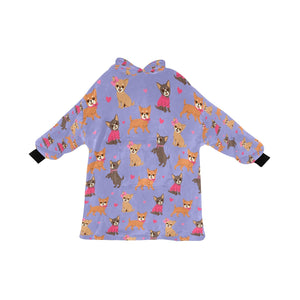 Charming Chihuahuas in Sweet Style Blanket Hoodie-Blanket-Apparel, Blanket Hoodie, Blankets, Chihuahua, Dog Mom Gifts-Lavender Purple-ONE SIZE-31