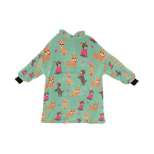 Load image into Gallery viewer, Charming Chihuahuas in Sweet Style Blanket Hoodie-Blanket-Apparel, Blanket Hoodie, Blankets, Chihuahua, Dog Mom Gifts-Mint Green-ONE SIZE-28